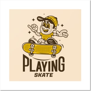 Playing skate Posters and Art